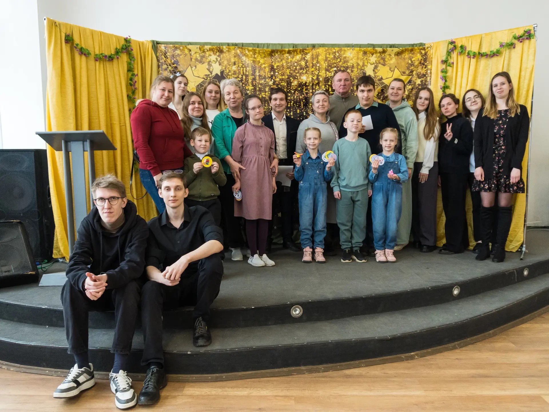 happy people on a stage