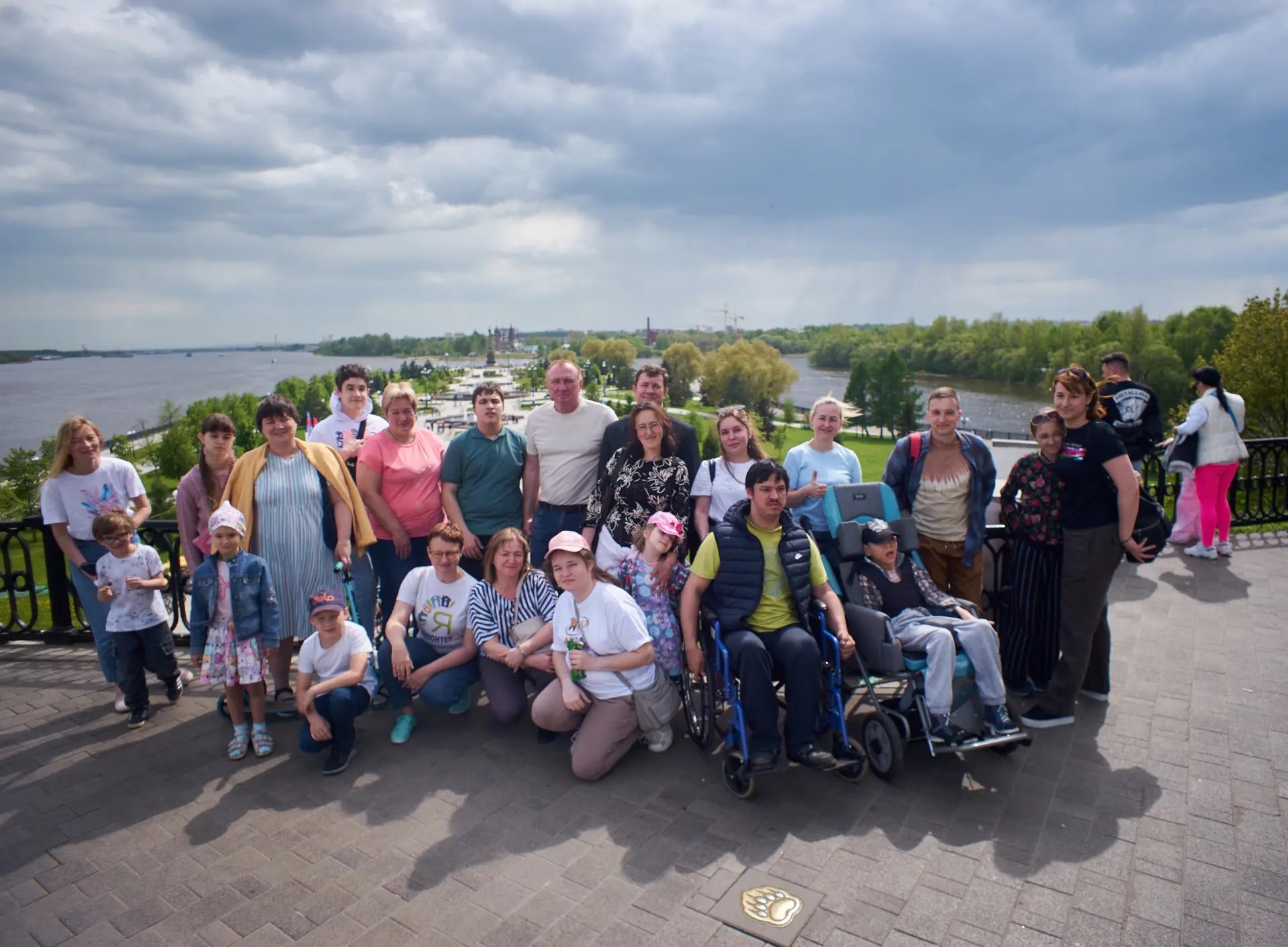 happy people near Volga river